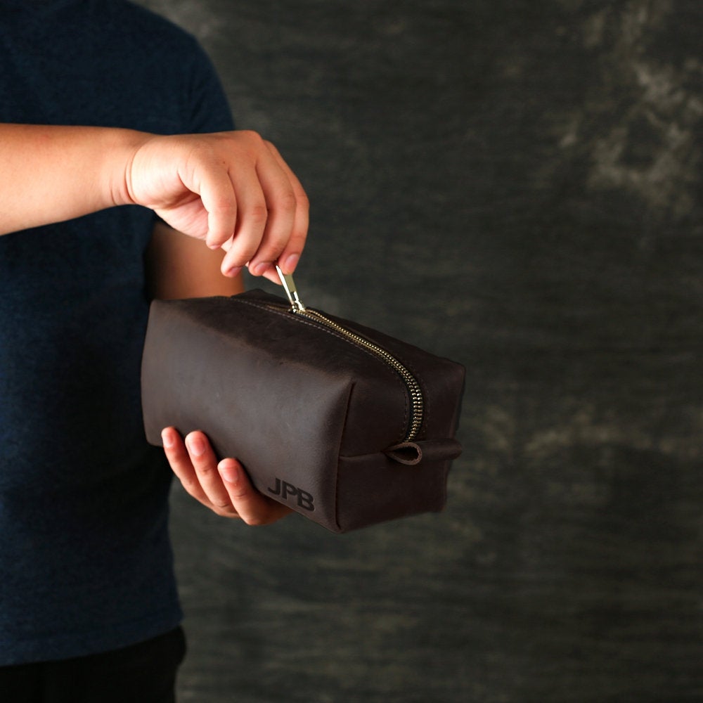 Groomsmen Gifts Personalized Leather Toiletry Bag/Dopp Kit