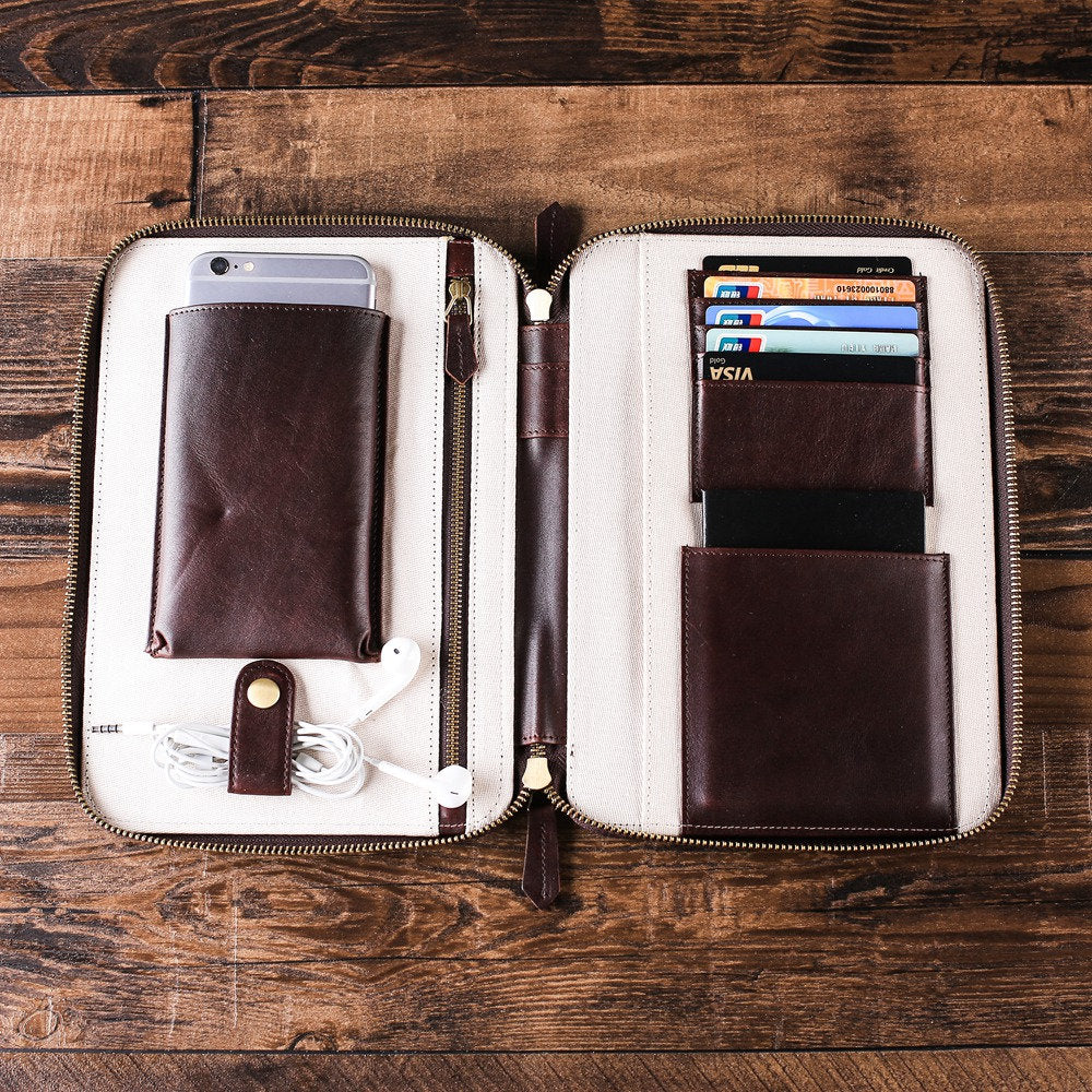 Groomsmen Gift, Personalized Leather Travel Wallet, Kindle/iPad Mini Holder