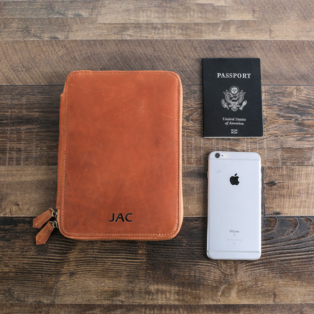 Personalized Leather Travel Wallet, Kindle/iPad Mini Holder, Groomsmen Gift, Wedding Gift