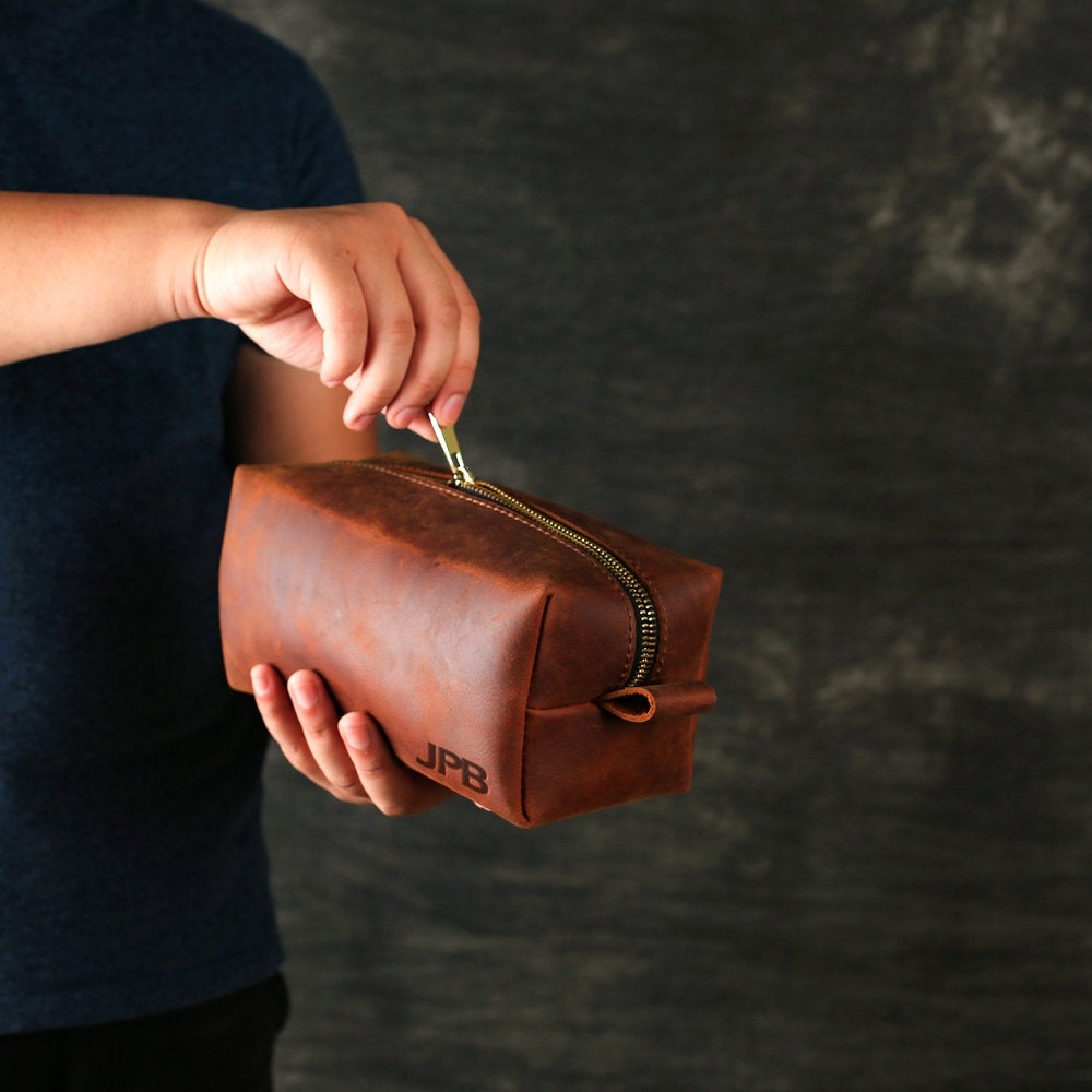 Groomsmen Gifts Personalized Leather Toiletry Bag/Dopp Kit