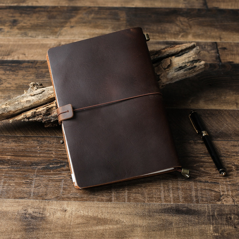 Personalized Refillable Leather Journal Notebook, Rustic Leather Travel Diary