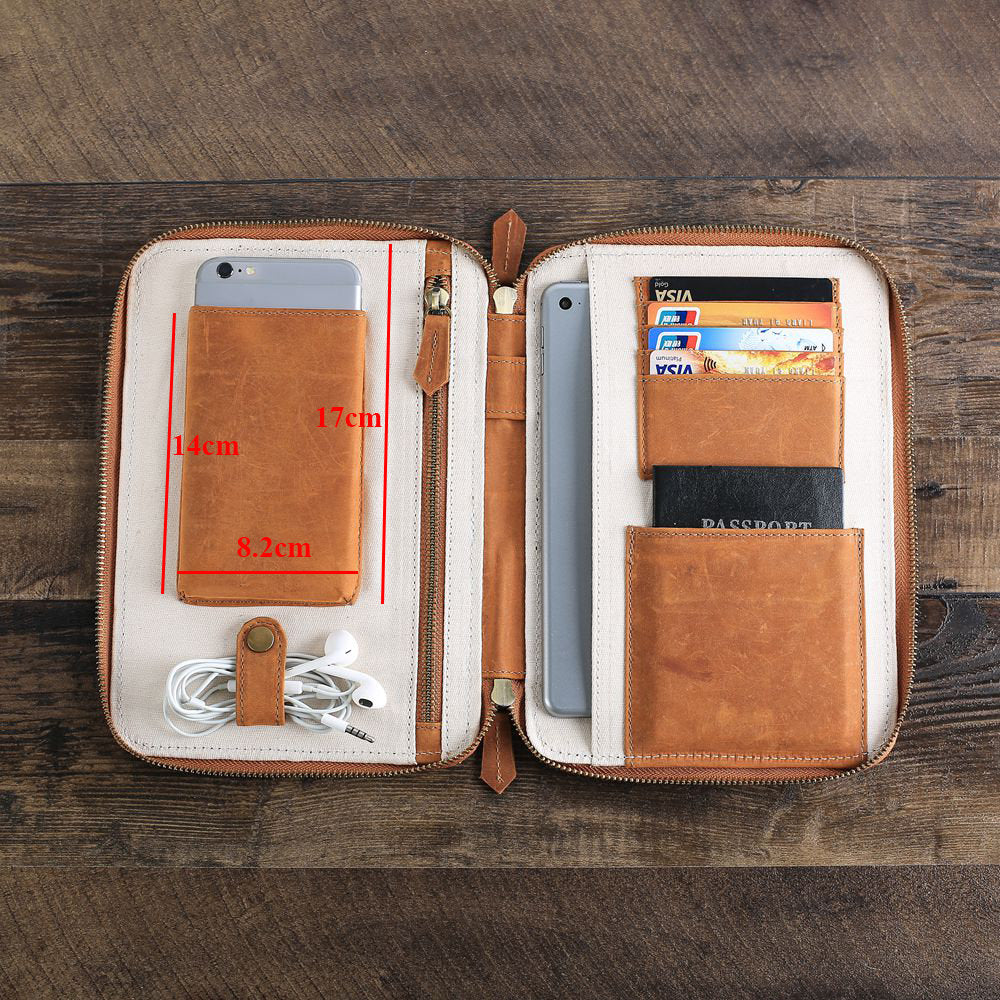 Groomsmen Gift, Personalized Leather Travel Wallet, Kindle/iPad Mini Holder