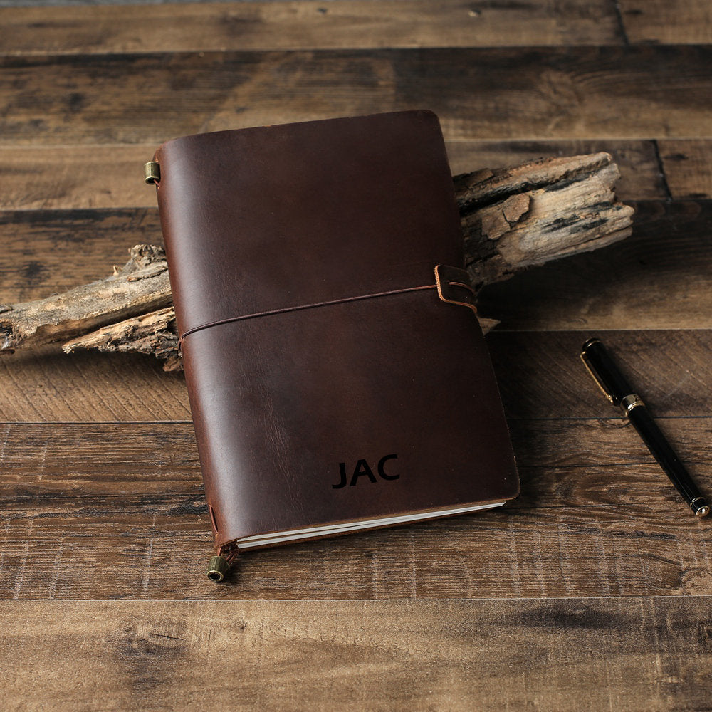 Personalized Refillable Leather Journal Notebook, Rustic Leather Travel Diary