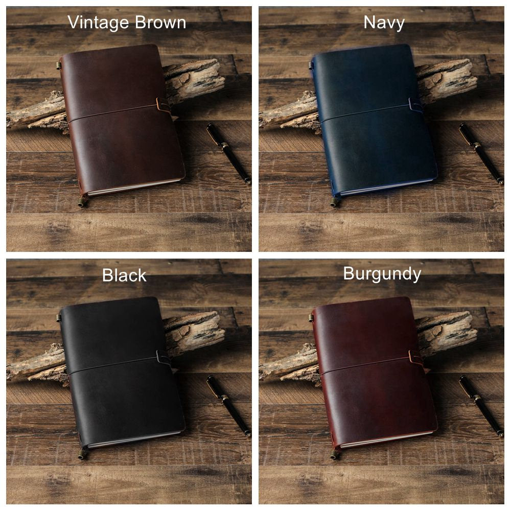 Personalized Refillable Leather Journal Notebook, Rustic Leather Travel Diary