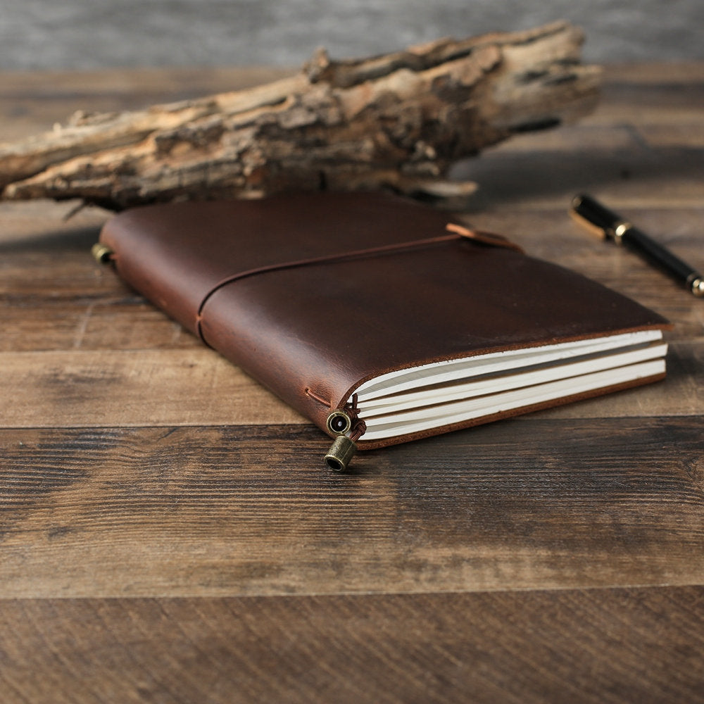 Personalized Refillable Leather Journal Notebook, Rustic Leather Travel Diary