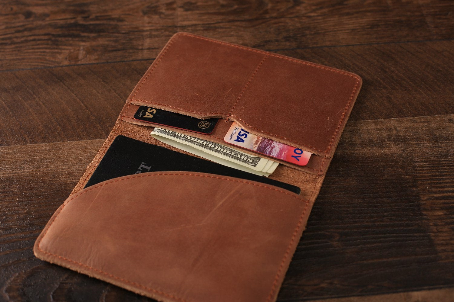 Groomsmen Gifts Personalized Leather Travel Wallet, Passport Holder Coffee / Yes