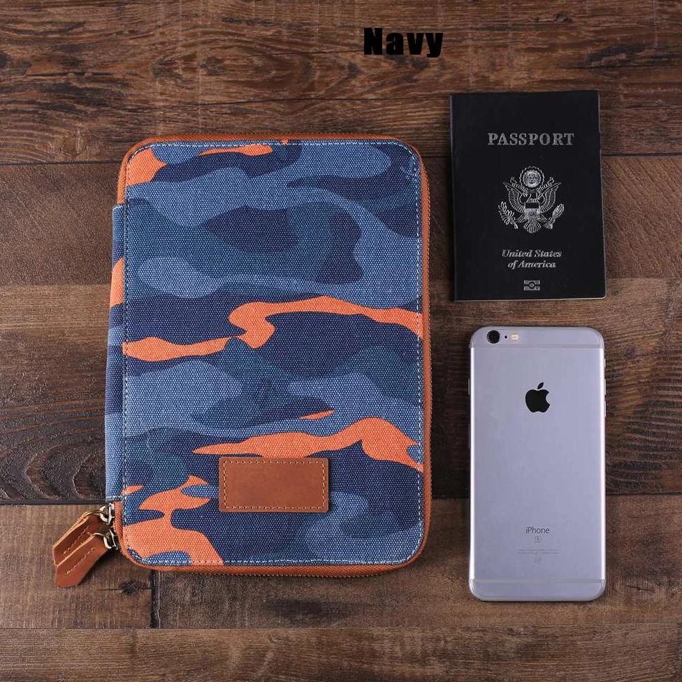 Groomsmen Gifts, Personalized Canvas Travel Wallet with Leather Trim