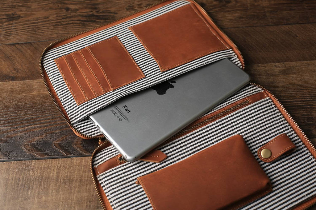 Groomsmen Gifts, Personalized Canvas Travel Wallet with Leather Trim
