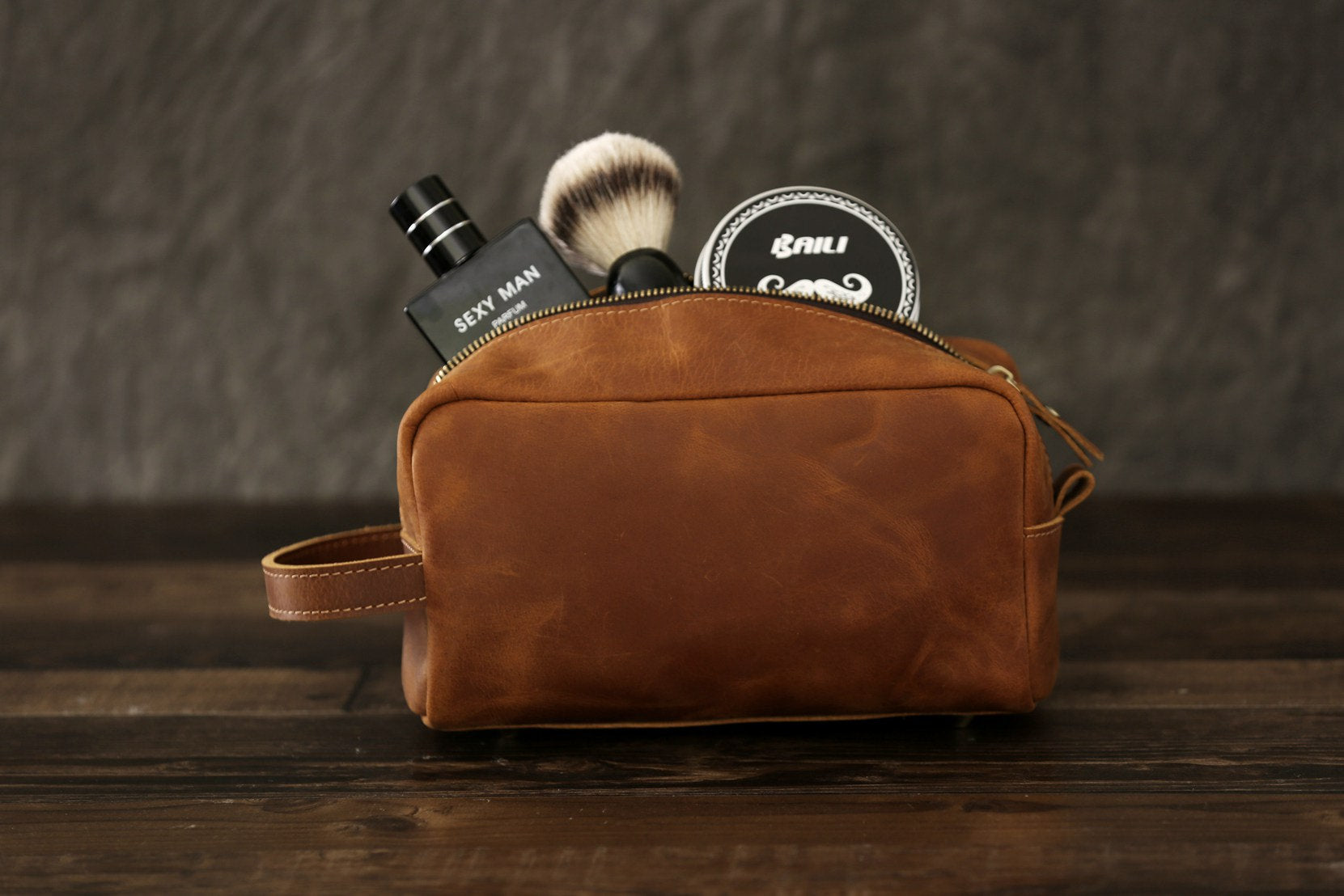 JACK & JONES Jacanthony Leather Toiletry Bag – Stylische Ledertasche Für Herren JACK & JONES Jacanthony Leather Toiletry Bag – Stylische Ledertasche Für Herren